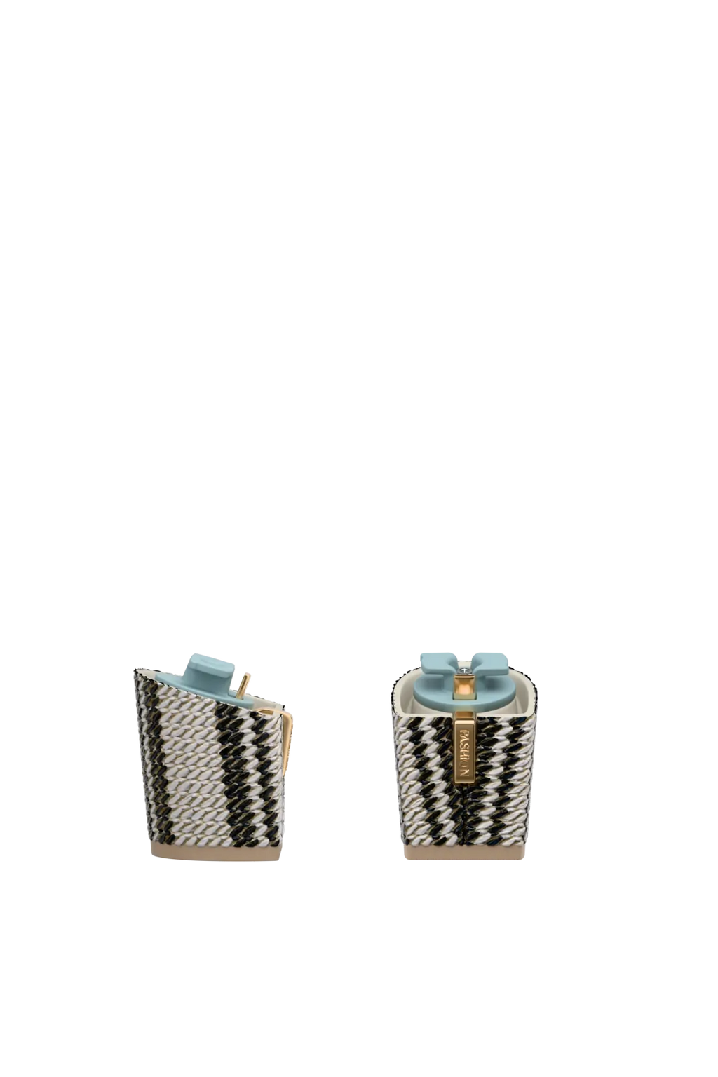 Block Heel Kit 3 Black & White Raffia