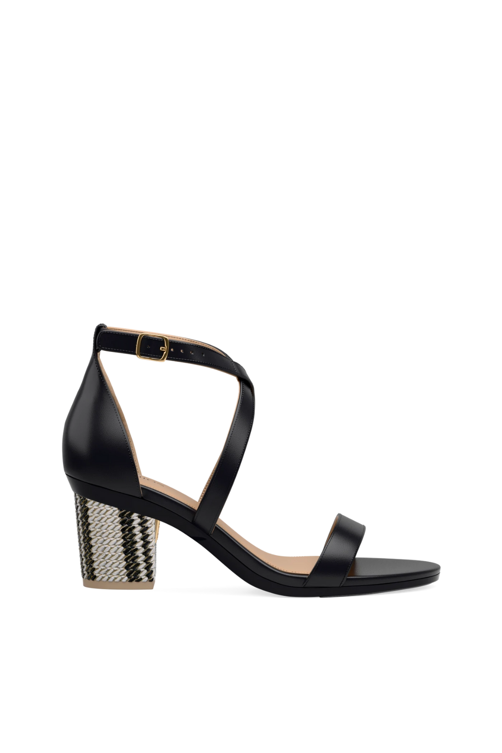 Block Heel Kit 3 Black & White Raffia