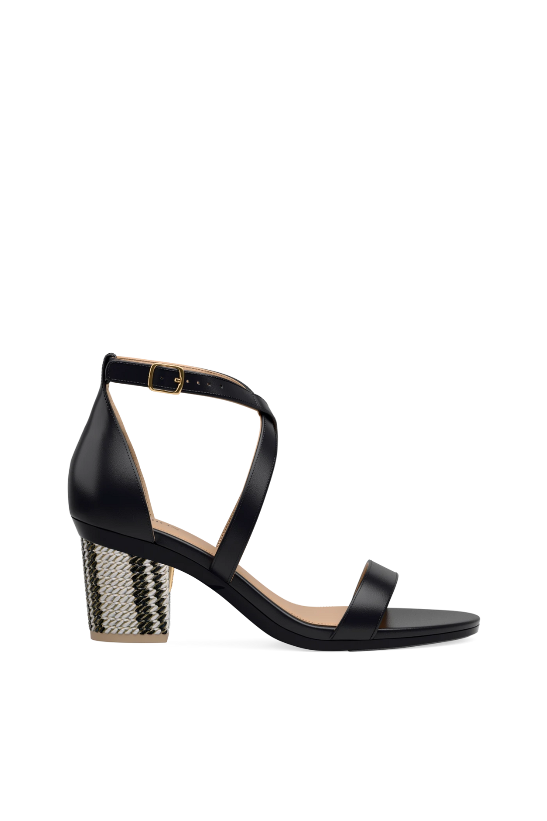 Block Heel Kit 3 Black & White Raffia