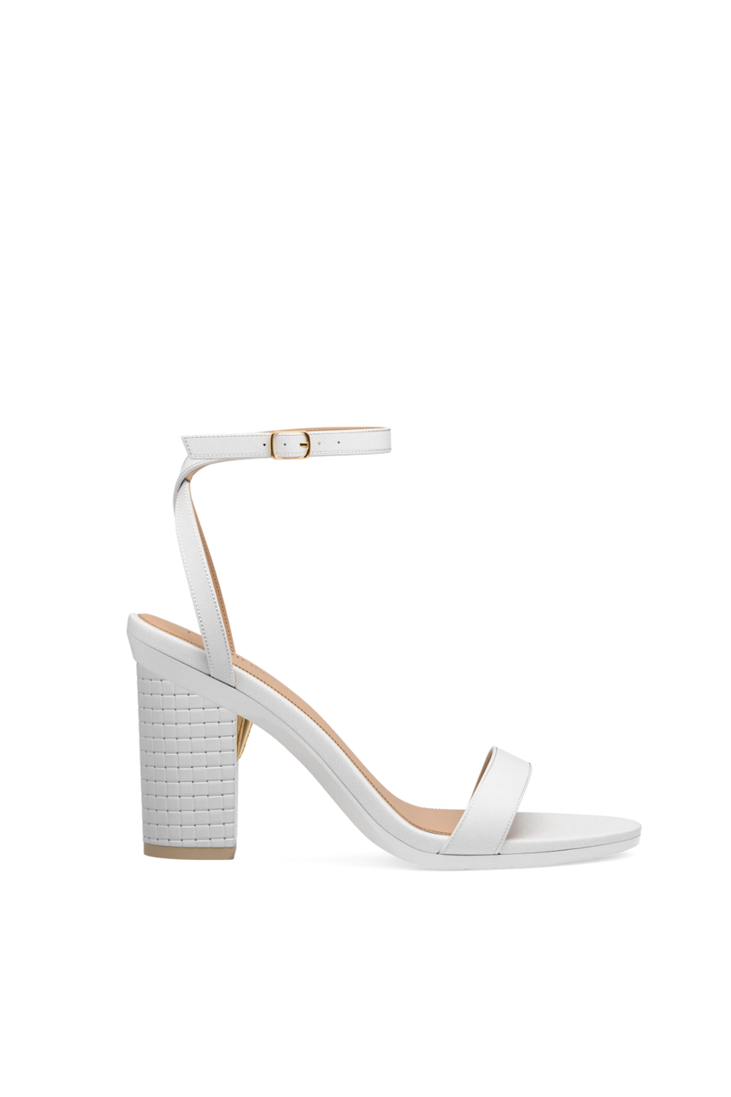 Block Heel Kit 4 White Woven Leather