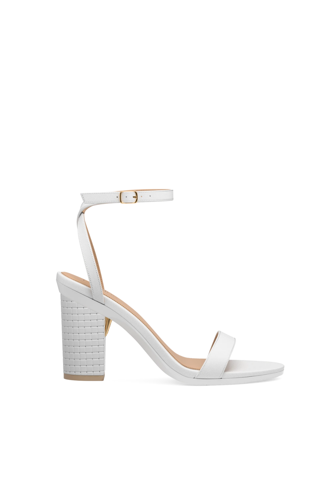 Block Heel Kit 4 White Woven Leather